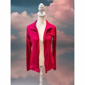 Champion Womens Full Zip Athletic Jacket Hot Pink Thumbholes Pockets Small
